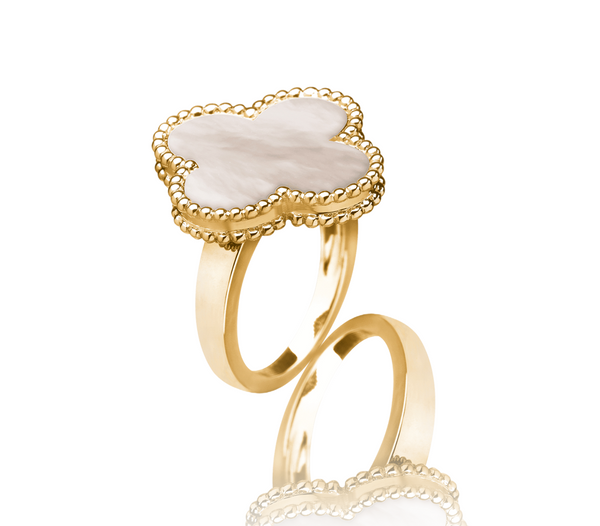 Fyrklöver ring - Vit