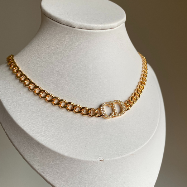 CD guld cuban kedja halsband