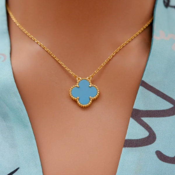 Fyrklöver smycke set - Turkos