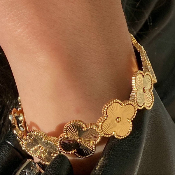 Fyrklöver hård armband - Guld