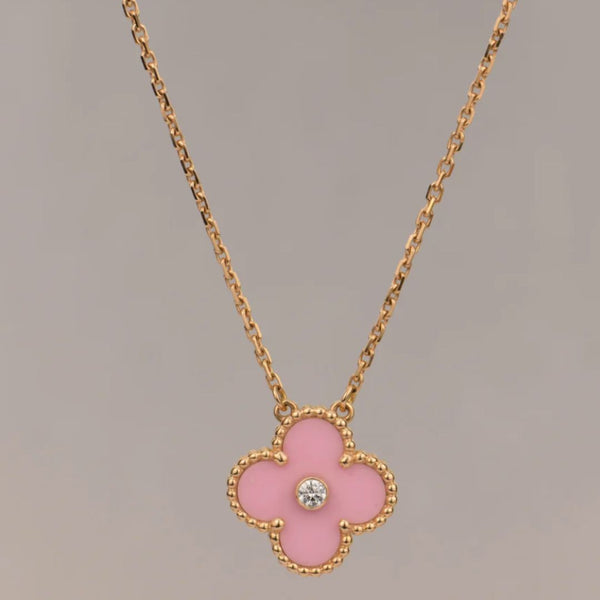 Fyrklöver halsband - Kristall i mitten