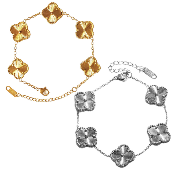 Fyrklöver armband silver + guld