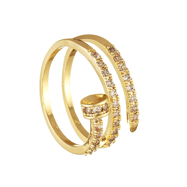 Fashion nail design ring - Guld