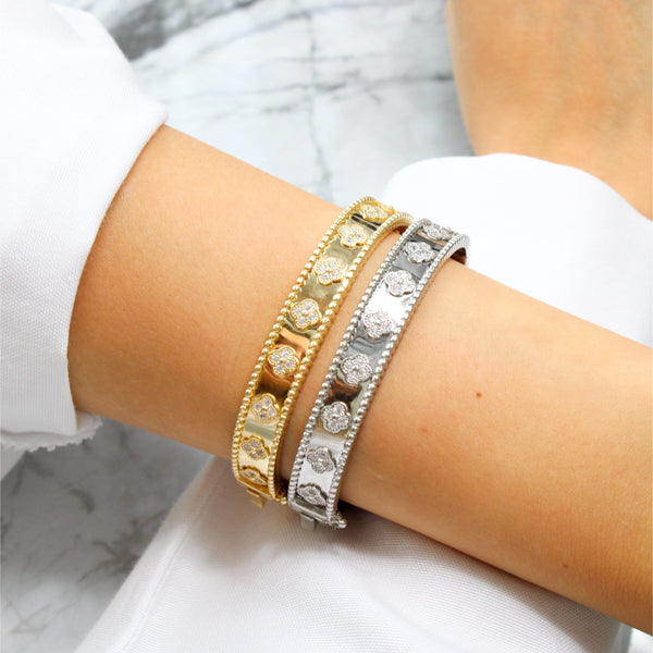 Fyrklöver hård armband - Guld/silver